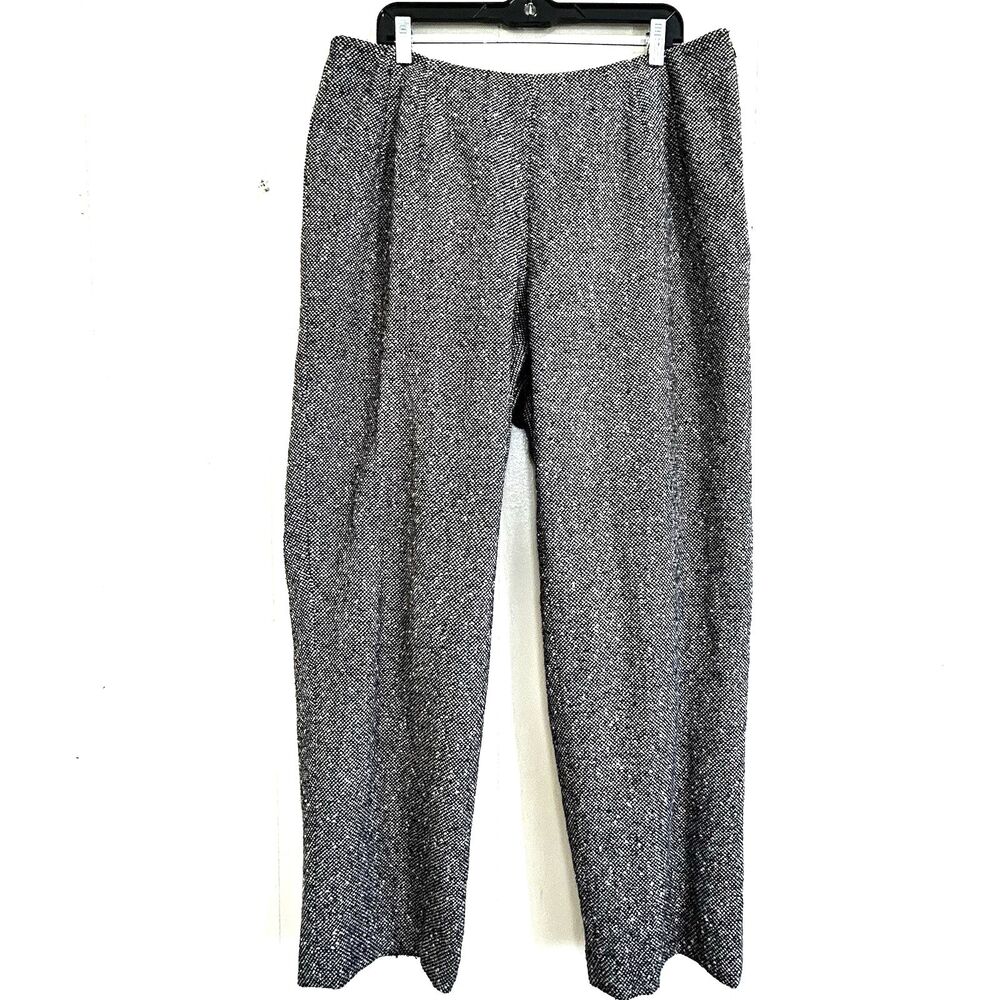 Talbots Woman Black White Speckled Tweed Pants Size 14W Lined Straight Pants